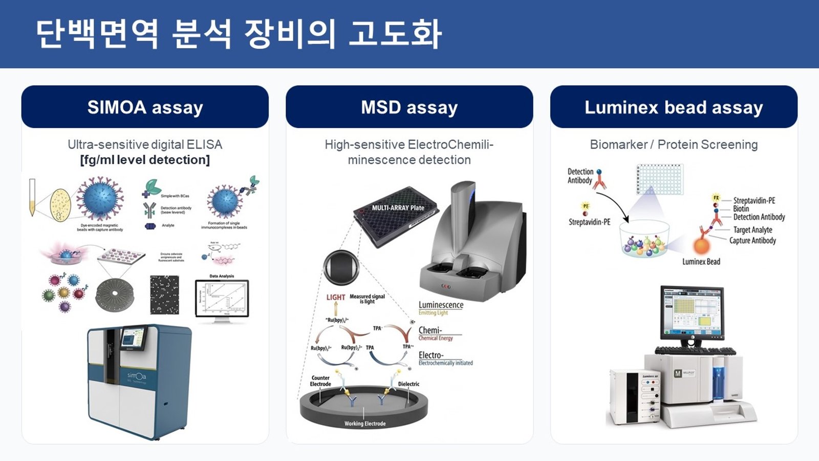단백면역 분석 장비의 고도화 인포그래픽
